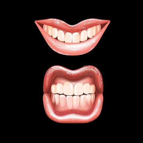2 Shining Beautiful Female Nude Lips With Teeth For Different Designs