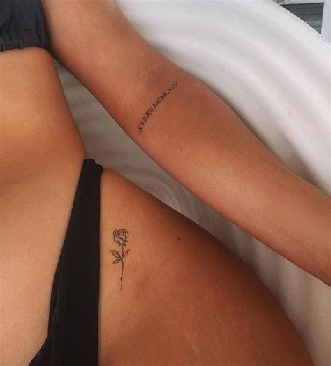 Fine Line Rose Tattoo In Tattoos Discreet Tattoos Hip Tattoos