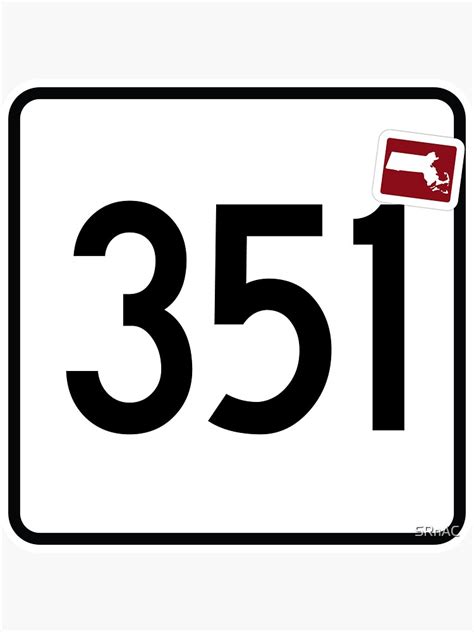 Massachusetts State Route 351 Area Code 351 Sticker By Srnac