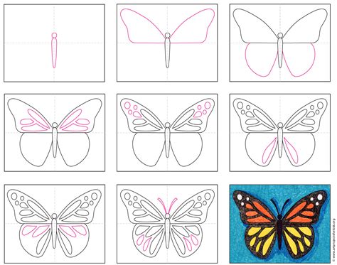 Easy How To Draw Butterfly Tutorial And Butterfly Coloring Page
