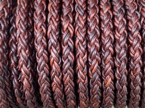 8mm Antique Brown Braided Leather Cord 8 Ply 2mm Premium Etsy In 2020