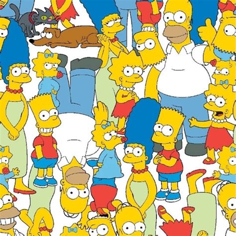 Cotton Fabric Character Fabric The Simpsons Packed Homer Marge Lisa
