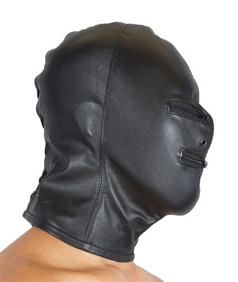 Bondage Gimp Hood Black Leather With Zipper Eye And Mouth And Etsy