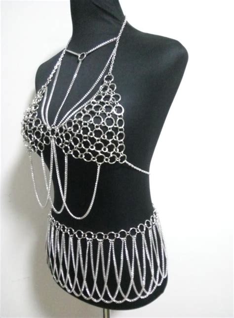 ring chains body harness top and skirt gold and silver body chain body harness body chain jewelry
