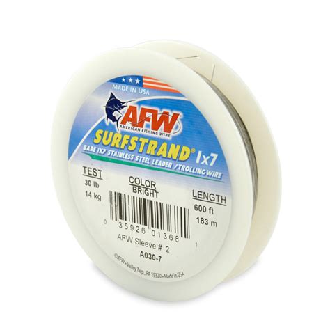 Afw Surfstrand Bare 1x7 Stainless Steel Leader Wire Bright 600