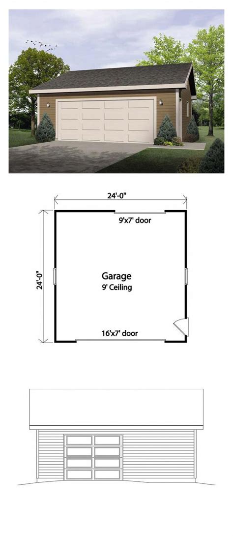 Two Car Garage Plan 49178 Total Garage Area 576 Sq Ft 24x24