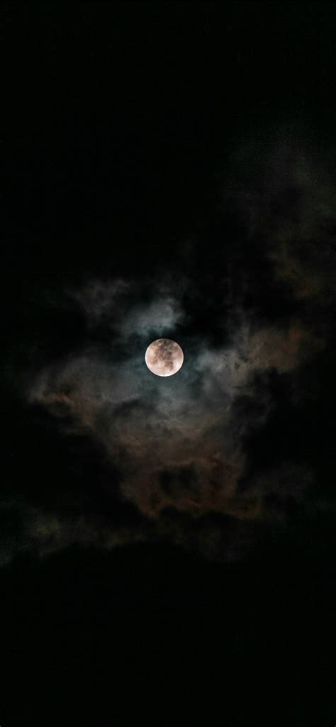 Moon Covered With Clouds At Nighttime Iphone 11 Wallpapers Free Download