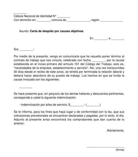 Modelo Carta Aviso Despido Chile Financial Report Images