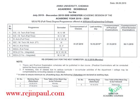 As you all know that the board members have completed the. Anna University Academic Schedule 2019 2020 for 1st 3rd ...