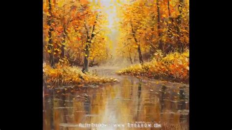 Autumn Oil Painting Autumn On The Forest River Youtube