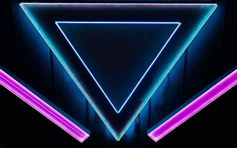 Neon triangle, vanishing point, pattern, purple, shape, geometrical, 5k, 8k. Neon Triangle Wallpapers - Wallpaper Cave