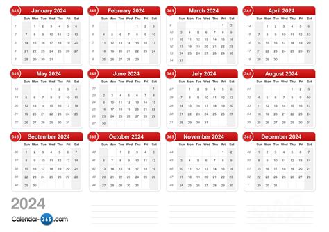 2024 Year Calendar Printable Printable World Holiday