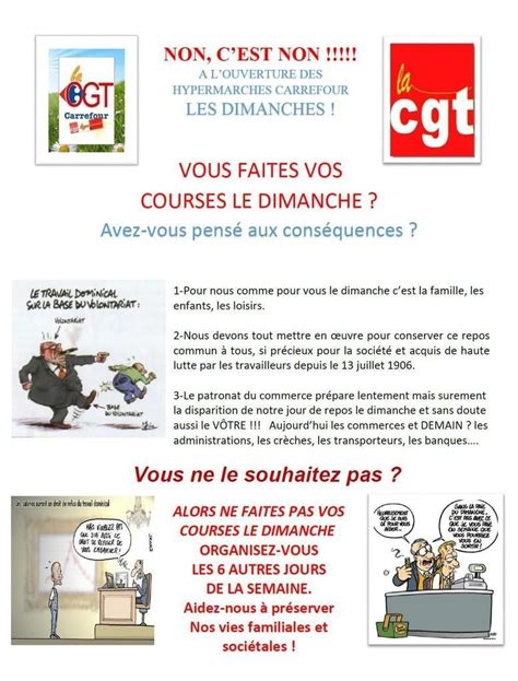 Travail Du Dimanche Les Militants Cgt Du Groupe Carrefour Sadressent