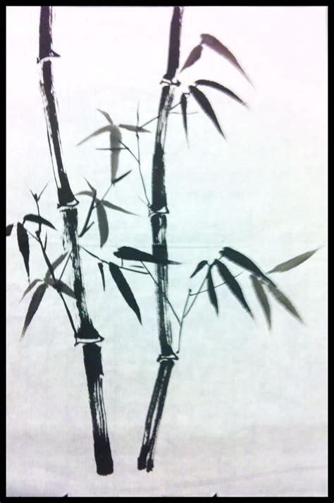 Chinese Ink Brush Painting Bamboo By Low Guat Lan