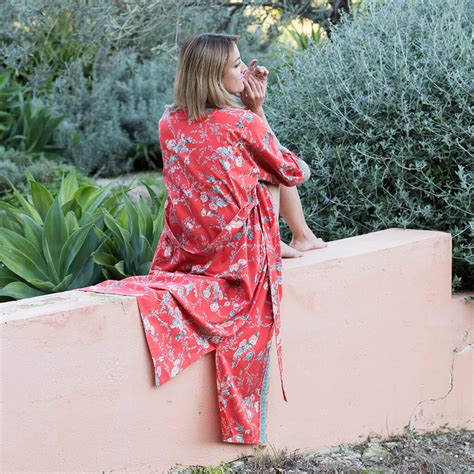 Parisian Rouge Long Dressing Gown Organic Cotton By Verry Kerry