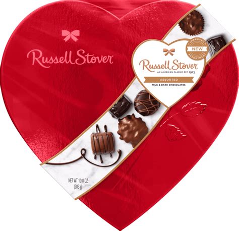 Russell Stover Valentines Day Red Foil Heart Assorted Milk And Dark Chocolate T Box 10 Oz ≈