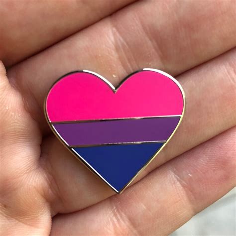 bisexual pride flag heart pin enamel pins heart pins etsy