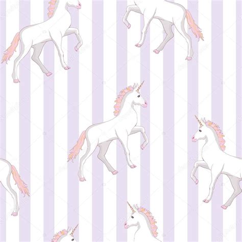 Unicorn Seamless Pattern Unicorns With Rainbow Mane And