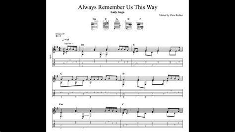Lady Gaga Always Remember Us This Way With Tablaturesheet Music For