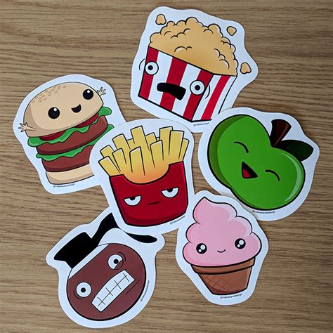 Creative ideas from professional designers. Cute Food Sticker Pack Kawaii Vinyl Stickers | Ride a Wave Design