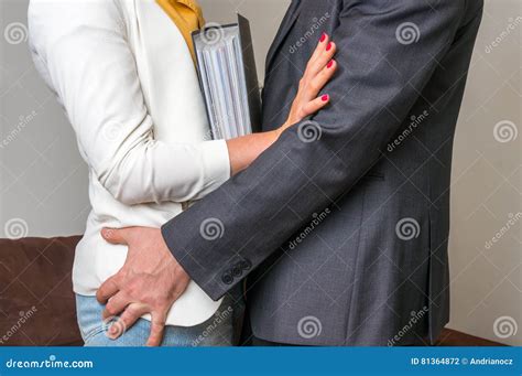 Man Touching Woman S Sexual Harassment In Office Stock Photo Image Of Confused Person