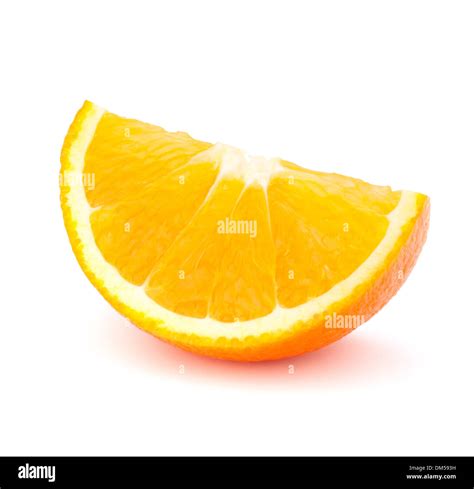 One Orange Fruit Segment Or Cantle Isolated On White Background Cutout