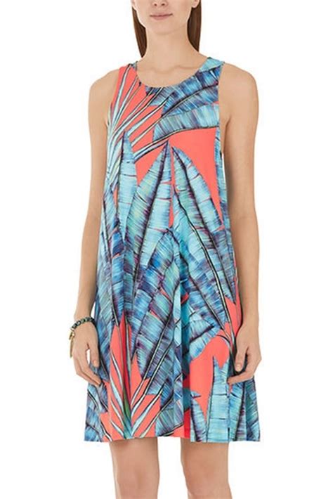 Marc Cain Leaf Print Dress With Racer Back At Sue Parkinson