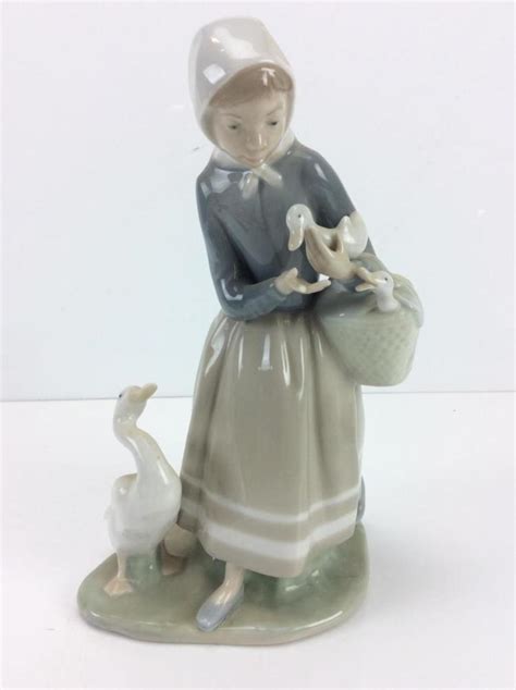 Sold At Auction Lladro Porcelain Geese And Girl Figurine