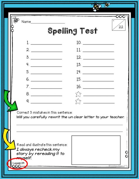 3rd Grade Spelling Assessments Editable Mrs Winters Bliss