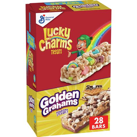 Golden Grahams Lucky Charms Breakfast Cereal Treat Bars Variety Pack 28 Ct