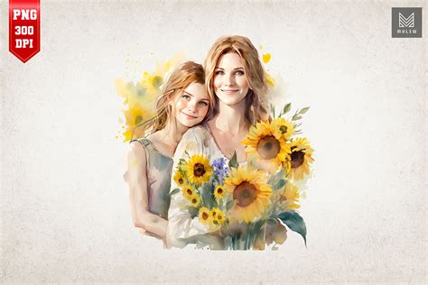 Mother Daughter And Sunflowers 9 By Mulew Art Thehungryjpeg