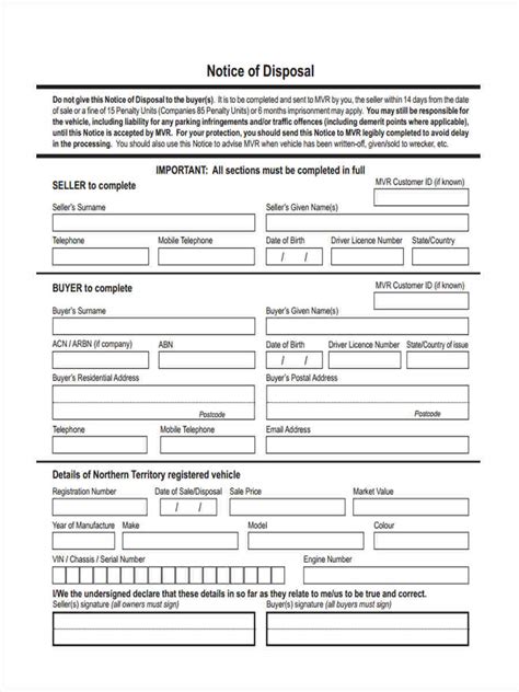 Free 5 Notice Of Disposal Forms In Ms Word Pdf