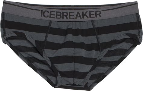 Icebreaker Mens Anatomica Briefs Stripe Blackmonsoonwhite Double