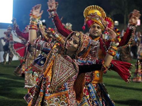 Joyful Garba Dance Of Gujarat In Western India During The Annual Navaratri Festival The