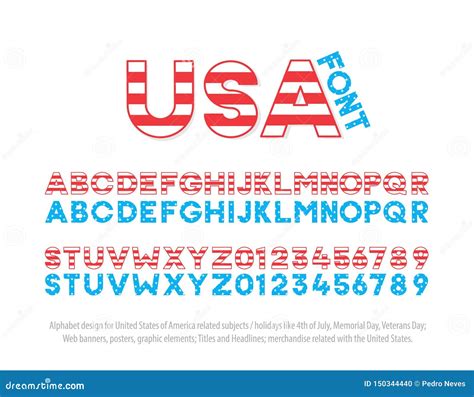 Font Typography Effect Based On Usa National Flag United States Of
