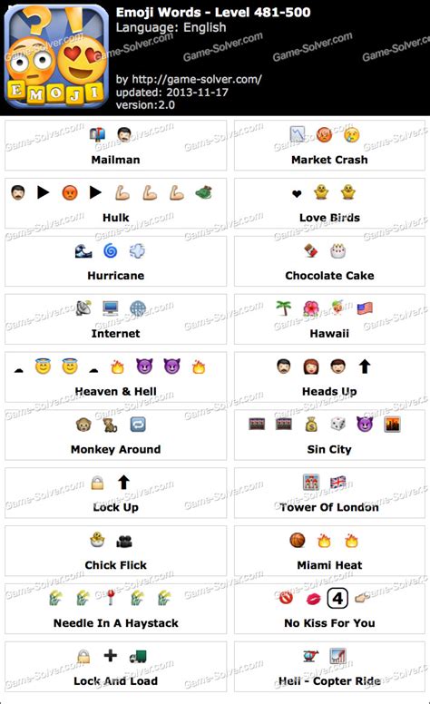 Emoji Words Level 481 500 • Game Solver