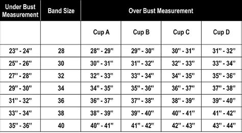 Bra Size Guide Chart
