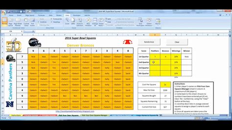 Excel Football Spreadsheet Throughout Football Squares Template Excel