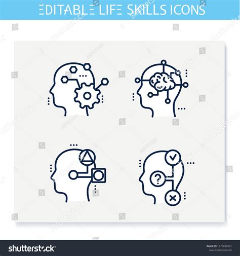 Life Skills Line Icons Set Personality Stock Vector Royalty Free