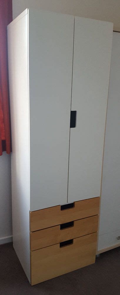 I bought a pair of 2.01m x 0.75m x 0.58m pax frames and reduced the height by 68mm. IKEA Stuva Cupboard Wardrobe White Birch with Drawers ...