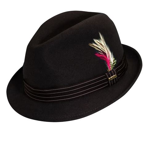 Wool Felt Fedora Hat With Feather Accent Explorer Hats