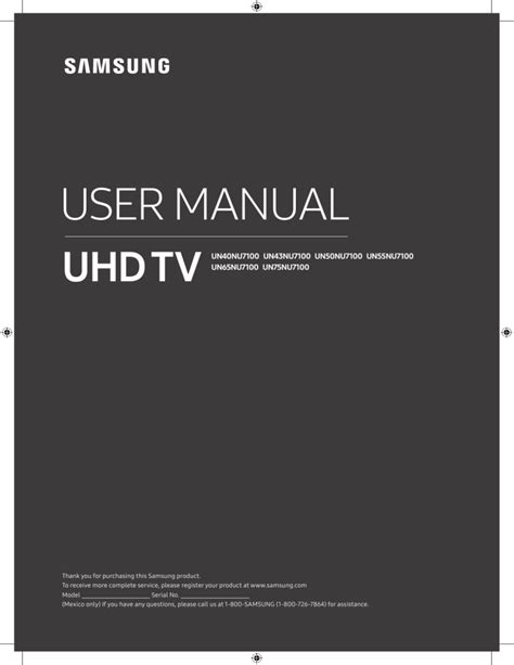 Samsung UN NU F UN NU F UN NU F UN NU F User S Manual Manualzz
