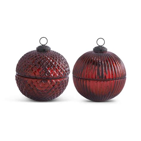 Assorted 5 Inch Filled Red Mercury Glass Lidded Ornament Candles Sold Door And Decor Llc