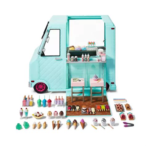 Our Generation Sweet Stop Ice Cream Truck With Electronics For 18 Dolls Light Blue Our