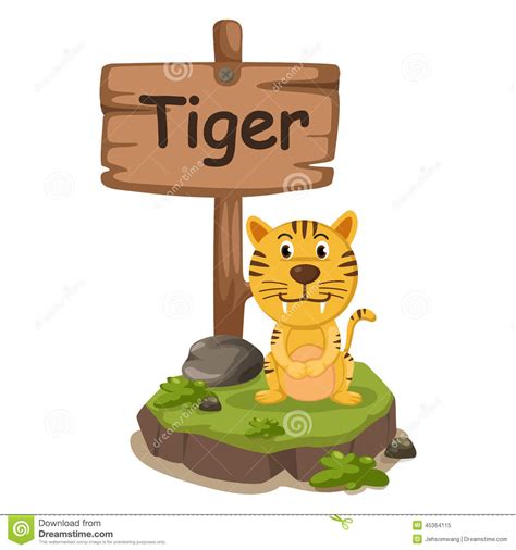 Alphabet With Tiger Artist Cartoon Character Letter A Vector