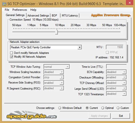 Sg Tcp Optimizer Tune And Optimize Your Internet Connection Speed