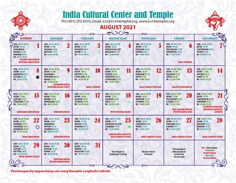 Check spelling or type a new query. Temple Calendar - 2021 | India Cultural Center and Temple