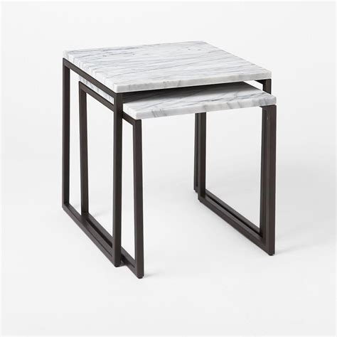 Avoid the use of chemicals and household cleaners as they may damage the finish. Box Frame Nesting Tables - Marble | west elm UK