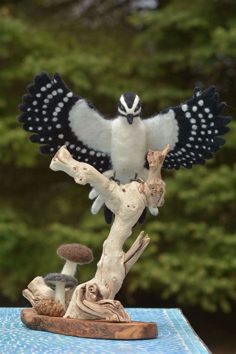 Needle Felted Hairy Woodpecker Made By The Gentle Side Of Life