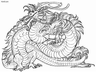 Dragon Coloring Chinese Pages Adult Adults Dragons